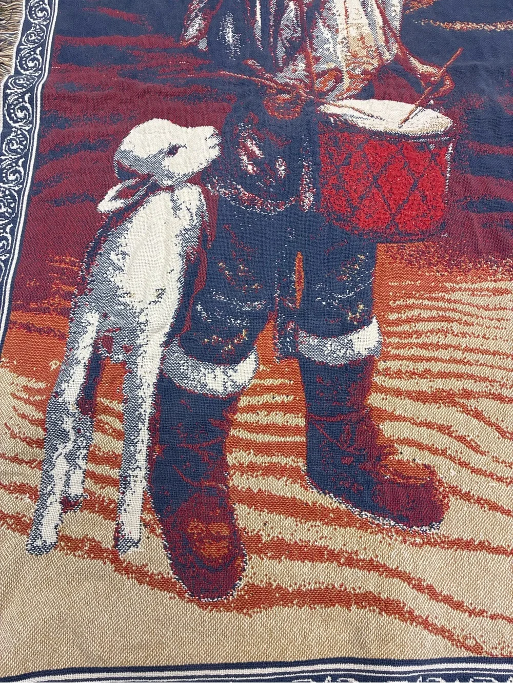 Holiday drummer boy vintage Woven Throw Blanket